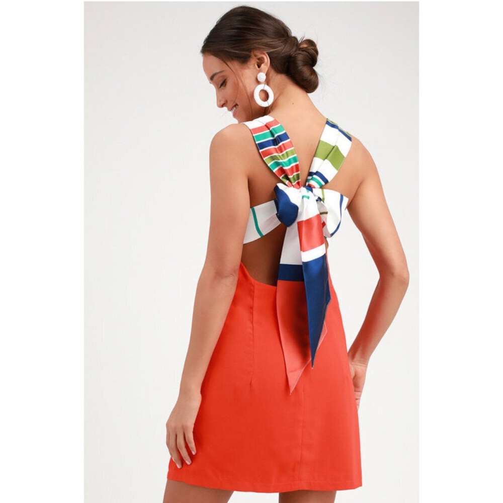 Lulu's Vibrant Multicolor Backless Dress